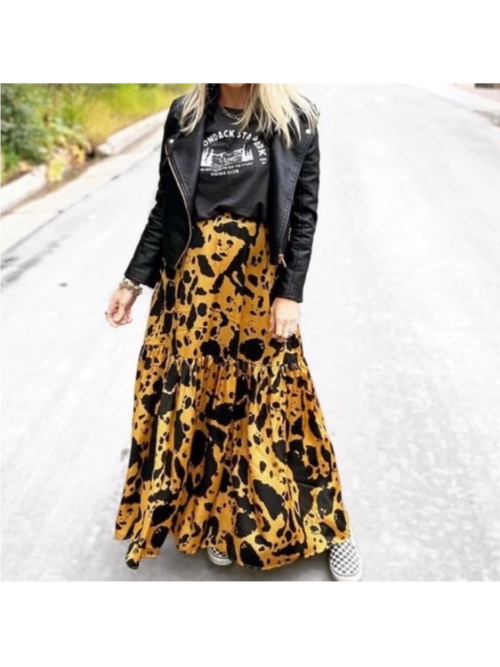 Corey Lynn Calter Kisa Animal Print Tiered Maxi Skirt